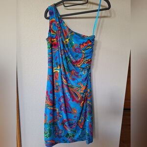 Lauren Ralph Lauren Womens One Shoulder Stretchy Knee-length Dress Size 4